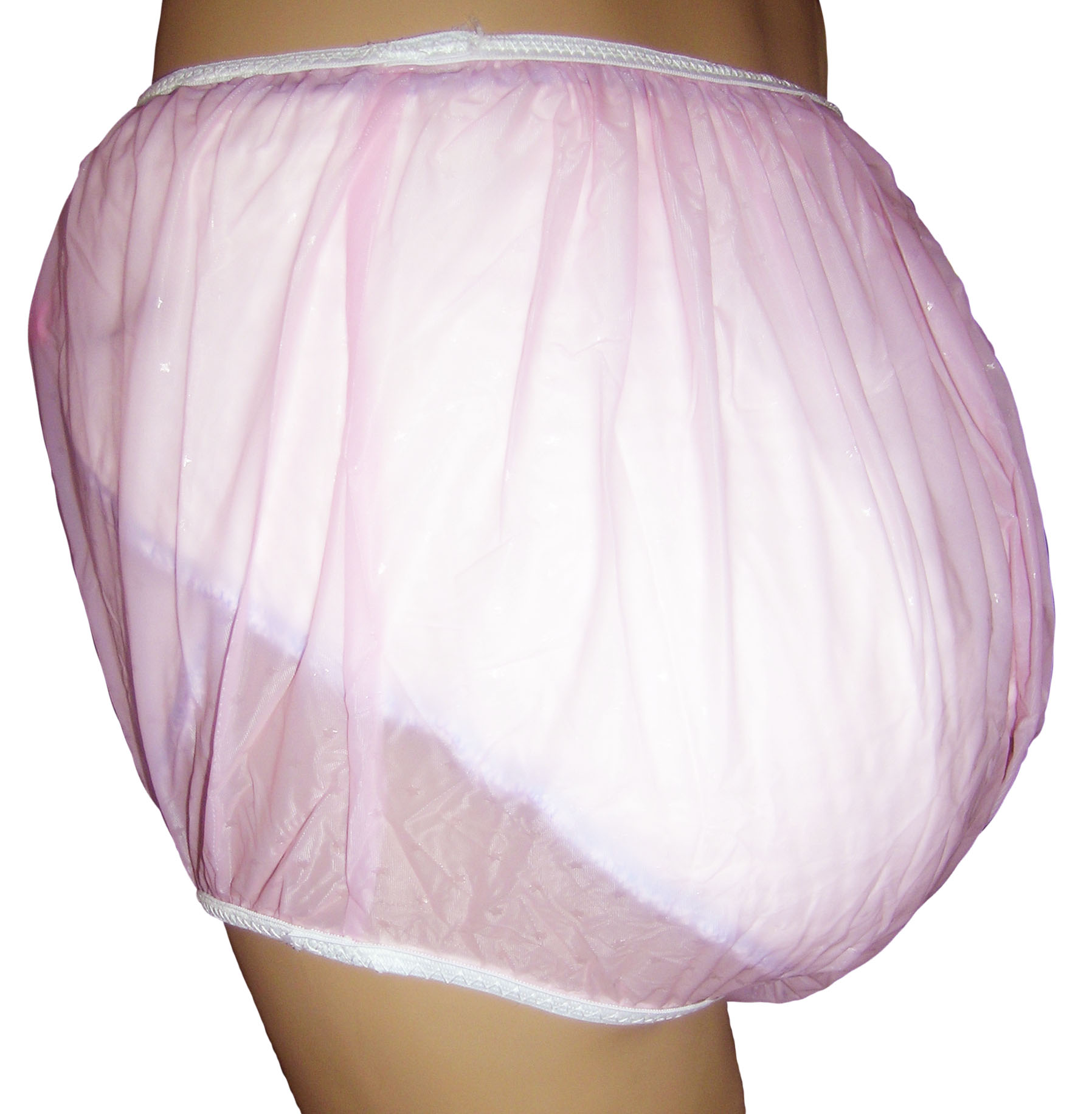 PVC Locking Diaper Rubber Trousers Adult Baby Size S-2XL Pink Transparent